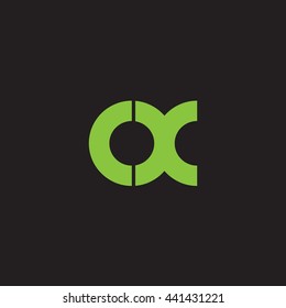 initial letter ox linked round lowercase logo green