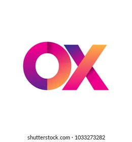 Initial Letter OX Logo Lowercase, magenta and orange, Modern and Simple Logo Design.