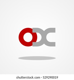 Initial letter OX lowercase logo design template maroon gray
