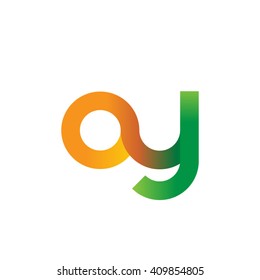 initial letter oy linked round lowercase logo orange green