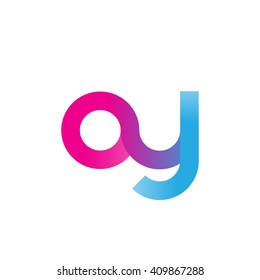 initial letter oy linked round lowercase logo pink blue purple