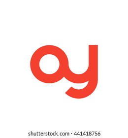 initial letter oy linked round lowercase logo red