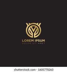 Initial Letter OY linked uppercase overlap modern gold logo vector design template. Suitable for business, consulting group company.