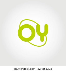 initial letter oy logo green on white background