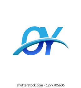 initial letter OY logotype company name colored blue and swoosh design. vector logo for business and company identity.