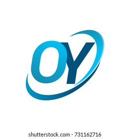 initial letter OY logotype company name colored blue swoosh design concept. vector logo for business and company identity.