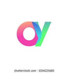 Initial Letter OY Lowercase Logo green, pink and Blue, Modern and Simple Logo Design.