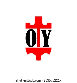 Initial letter OY red crown shield simple logo. Minimal and unique.