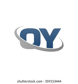 initial letter OY swoosh ring company logo blue gray