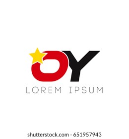 Initial letter oy yellow star logo red black