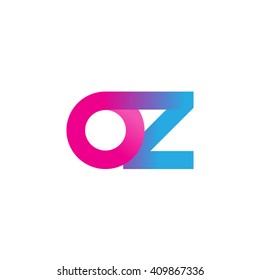 initial letter oz linked round lowercase logo pink blue purple