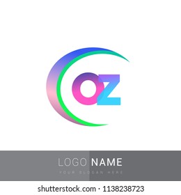 initial letter OZ logotype company name, coloreful and swoosh design. vector logo for business and company identity.