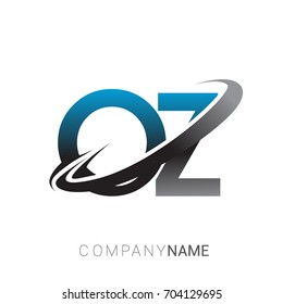 initial letter OZ logotype company name colored blue and grey swoosh design. logo design for business and company identity.