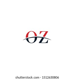 Initial letter OZ, overlapping movement swoosh horizon logo company design inspiration in red and dark blue color vector