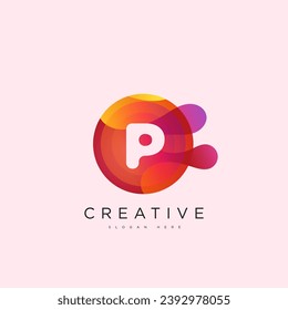 Letra inicial Plantilla de logotipo P 3D diseño de esfera de círculo colorido para identidad empresarial y de empresa