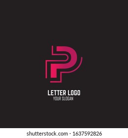 Initial Letter P Abstract With Line and Gradient