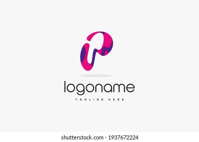 Initial Letter P abstract playful logo, abstract Letter p playful logo design element