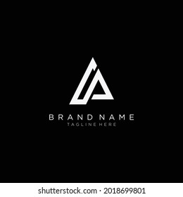 Initial letter A and P, AP triangle logo, monogram line art style design template.