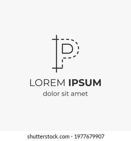 initial letter P with architecture element. logo for company