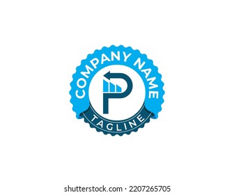 letra inicial Flecha P Marca de marca de sello financiero Símbolo de signo de concepto Elemento de diseño. Corporate, Statistics Chart, Business Logoype. Plantilla de ilustración de vector