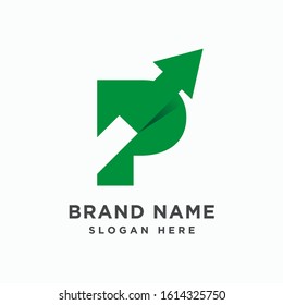 Initial letter P with arrow logo design template vector