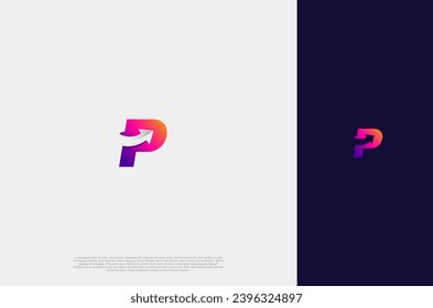 
Initial Letter P with Arrow logo. Dynamic movement. logistic. Vector Illustration design template