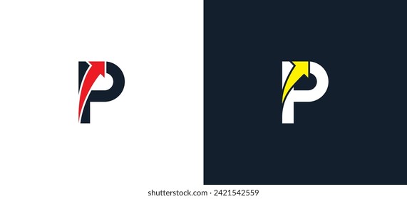 initial Letter P Arrow Logo Concept icon sign symbol Design Element. Financial, Consulting, Logistics Logotype. Vector illustration logo template