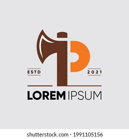 Letra inicial P Ax Logo Diseño Icono gráfico Ilustración 