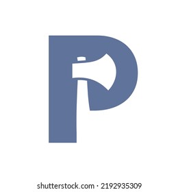Initial Letter P Axe Logo Design Vector Template. Axe Logo Symbol