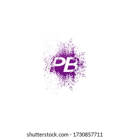 Letra inicial P y B, icono del logotipo de PB Abstract Ink Spaltter. Purple splash con el concepto de diseño vectorial del logotipo de letra oculta