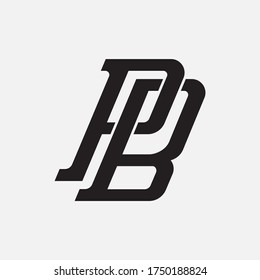 Initial letter P, B, PB or BP overlapping, interlock, monogram logo, black color on white background