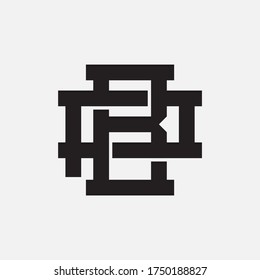 Initial letter P, B, PB or BP overlapping, interlock, monogram logo, black color on white background