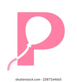 Initial Letter P Balloon Symbol For Kids Logo Design