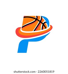 Initial Letter P Basketball Logo Concept