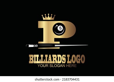 initial Letter P billiard  logo
