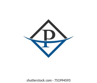 initial letter P black blue