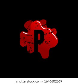 Letra inicial P con diseño de logotipo de plataforma sanguínea
