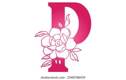 Initial letter P botanical flower logo design template. Fit for wedding business brand, fashion, jewelry, boutique, florist shop, floral and botanical. Vector illustration