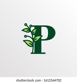 Initial Letter P Botanical Logo Design