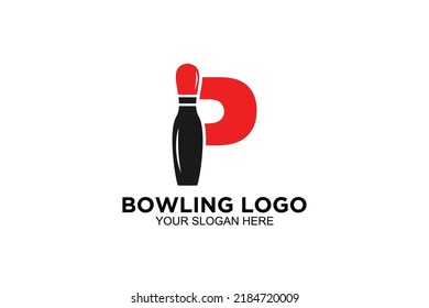 initial Letter P bowling  logo