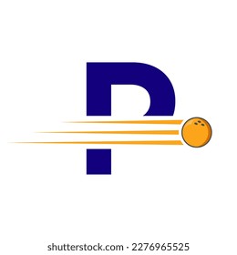 Initial Letter P Bowling Logo. Bowling Ball Symbol Vector Template