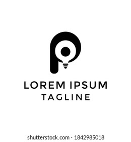 Initial Letter P Bulb Logo Design Template