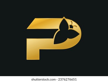 Initial letter P butterfly logo and icon vector illustration design template