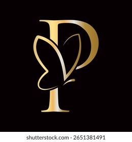 Initial Letter P Butterfly Logo Design Concept For Fashion, Cosmetics and Beauty Symbol