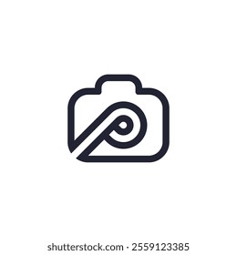 initial letter P camera photography logo design inspiration