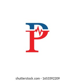 initial letter p cardiogram logo vector