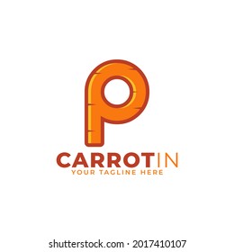 Initial Letter P Carrot Logo Design Vektor. Entwickelt für Website-Design, Logo, App, Benutzeroberfläche