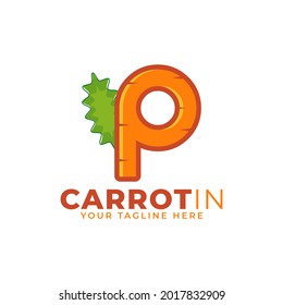 Initial Letter P Carrot Logo Design Vector. Designed for Web Site Design, Logo, App, UI