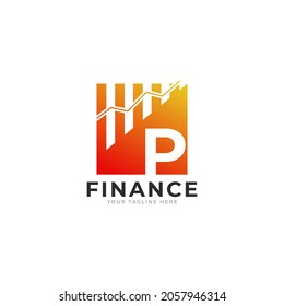 Initial Letter P Chart Bar Finance Logo Design Inspiration