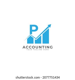 Initial Letter P Chart Bar Finance Logo Design Inspiration